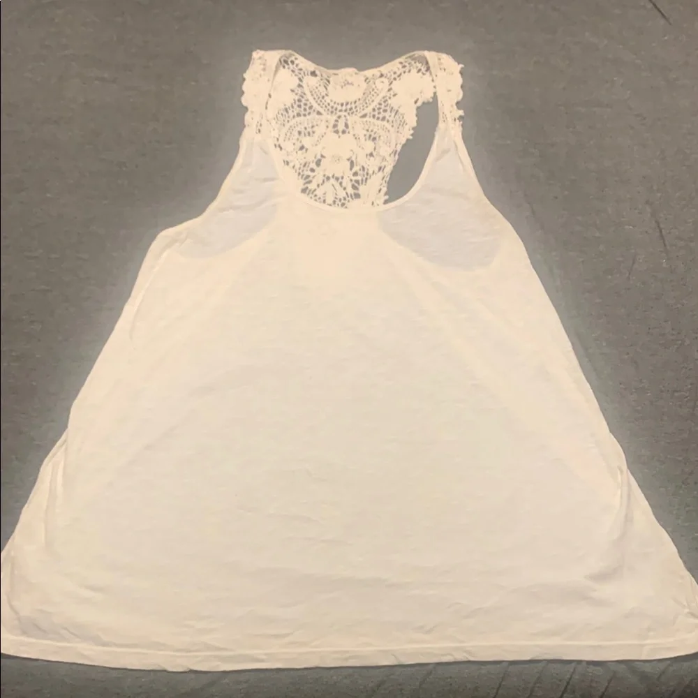 Off White Lace Back Tank Top - Picture 2 of 3
